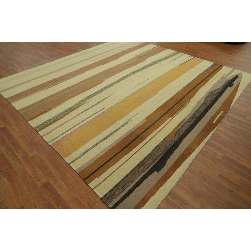 Tapis carré large en laine tissé à plat 10 x 10