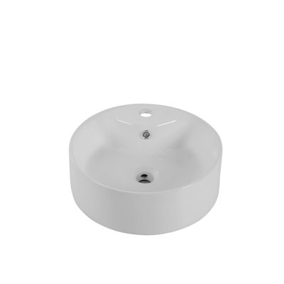 White Ceramic Round Countertop Bathroom Basin - Stain Exterior Wash Sink For Modern Bathrooms