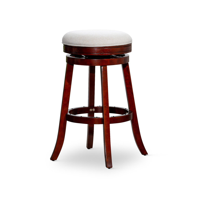 Tabouret 30 ", finition cerisier, siège en tissu beige, Cerisier, Beige