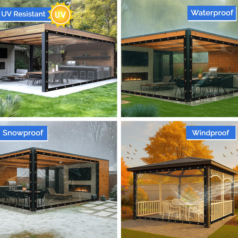 Auvent de remplacement transparent imperméable et résistant aux intempéries, H 144 po x l 300 po