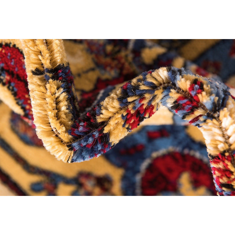 Tapis oriental jaune / bleu Regal, Rectangle 7 pi x 10 pi