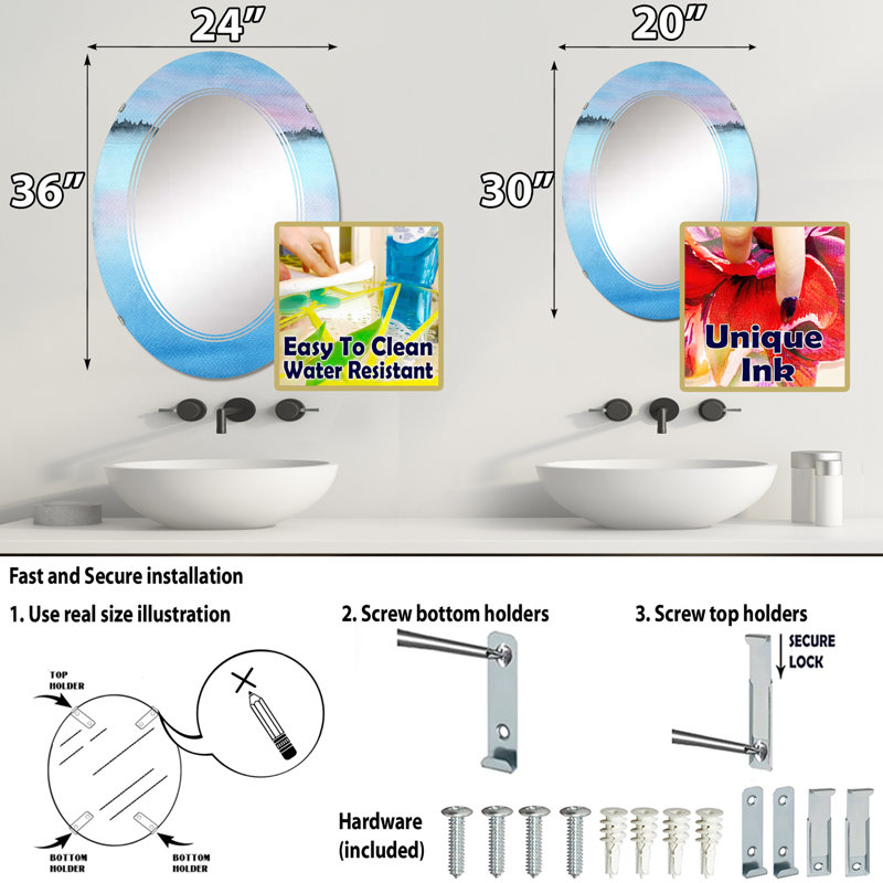 Miroir de salle de bain sans cadre, 30 po x 20 po
