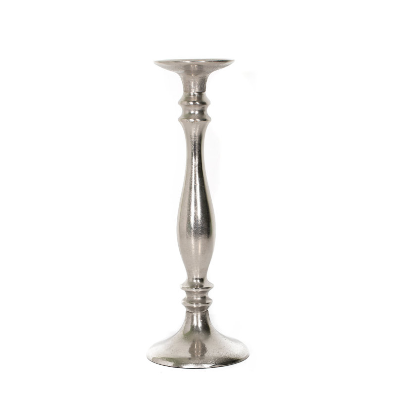 Metal Tabletop Candlestick, 15" H x 5" W x 5" D, Silver