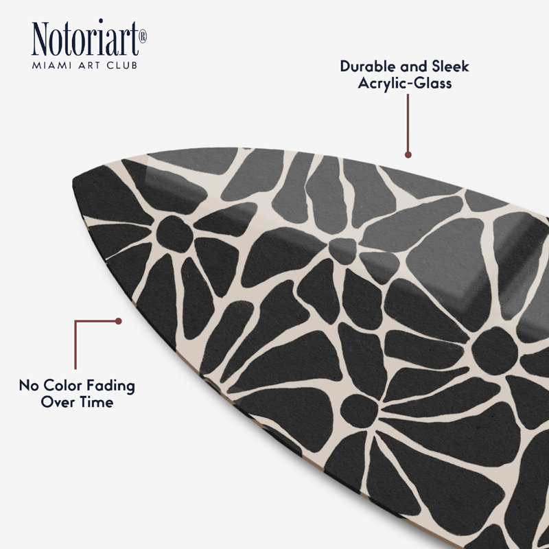 Art mural en acrylique à motif de planche de surf floral par Notoriart