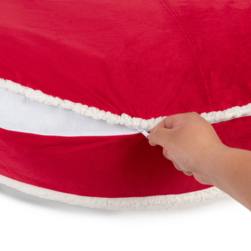 Lit rond pour animal de compagnie «Sphere» Tucker Murphy Pet en velours rouge et sherpa naturel