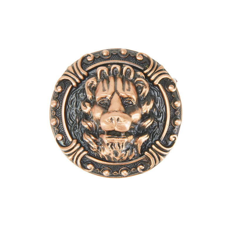 LION IN WINTER KNOB; ANTIQUE NICKEL, Burnished Copper