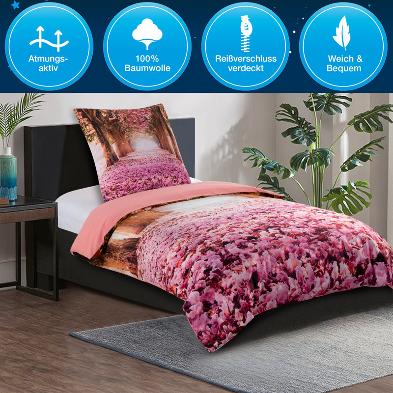 Cotton Floral Duvet Cover Set with Pillowcases Included