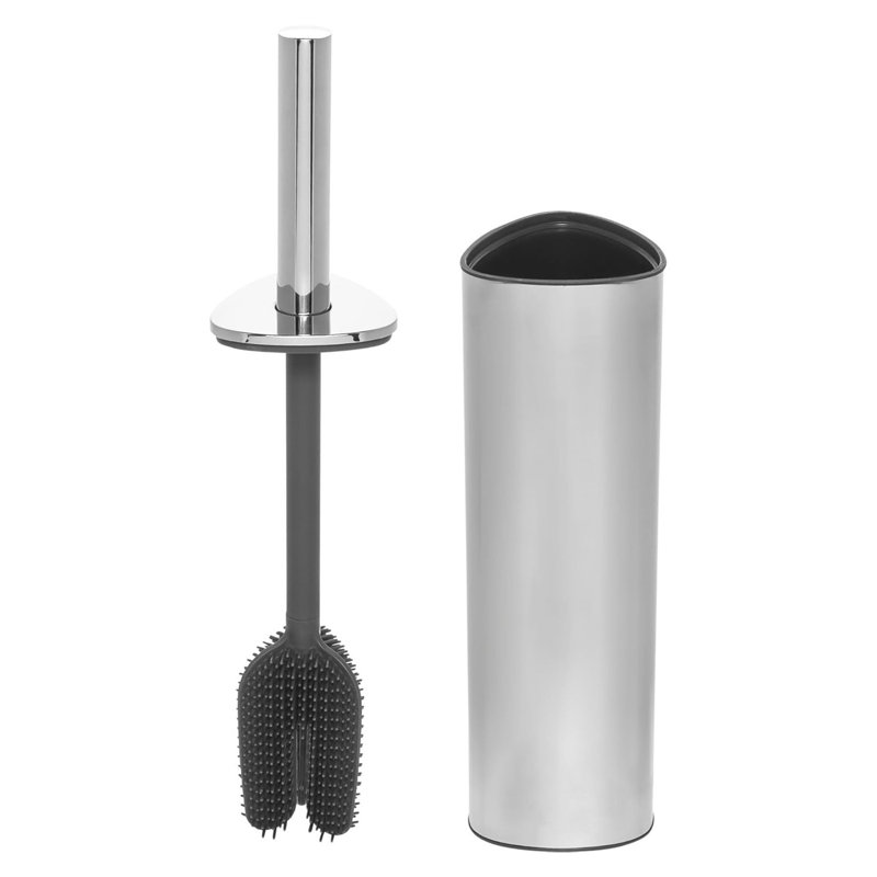 Advanced Smart Toilet Brush And Storage Holder Set,Polished Finish,Stainless-Steel,Silver