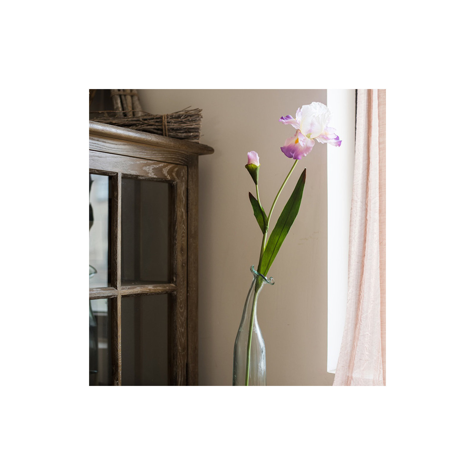 Artificial Iris Flower Stem, One Stem, Pink