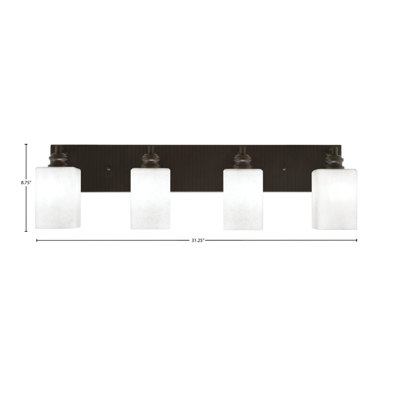 Edge 4 Light Bath Bar With 4" Glass, Espresso