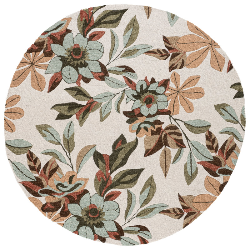 Jardin 768 Hand Tufted 80% Wool; 20% Cotton Floral Rug, Round 6'