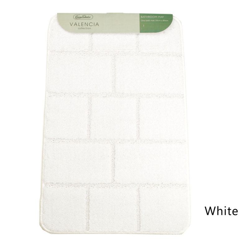 Abibail Non-Slip Bath Rug, White