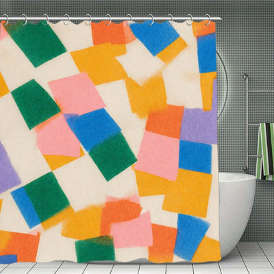 Colorful Square Collage Shower Curtains, 71 X 71