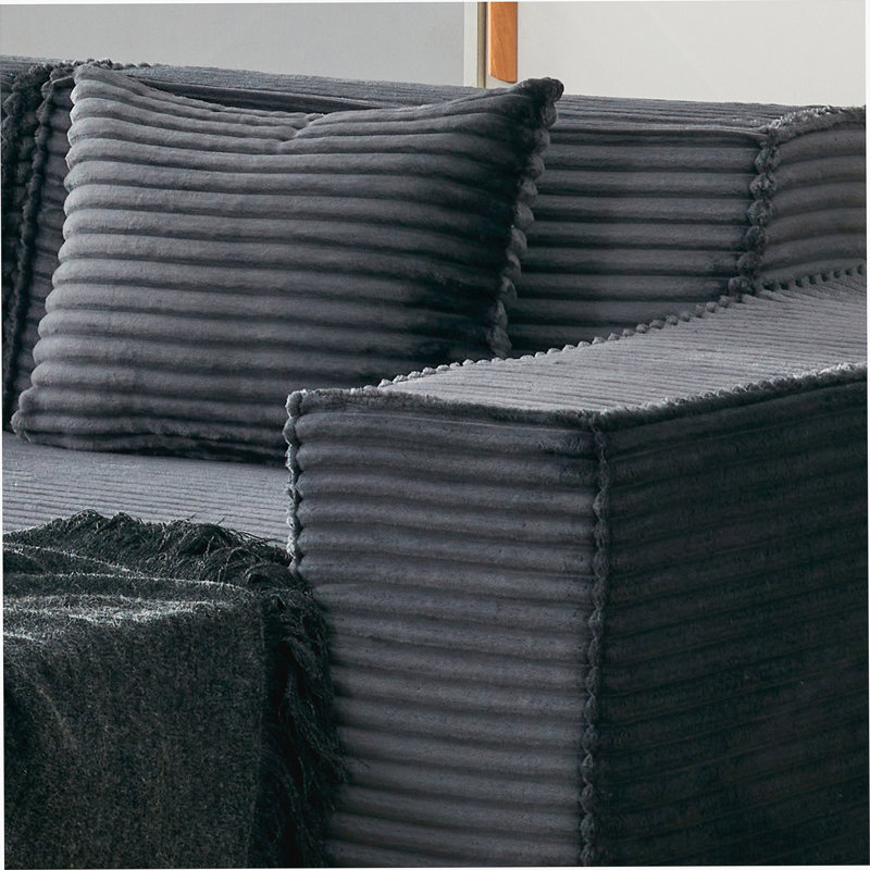 Boneless L-Shaped Modular Sectional Sofa With Ottoman, High-Density Foam Seating For Home Or Office Comfort., Dark Gray