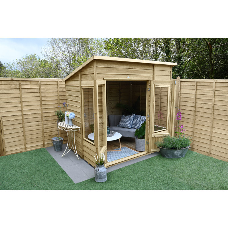 4Life 7x5 Pressure Treated Double Door Pent Summerhouse, No