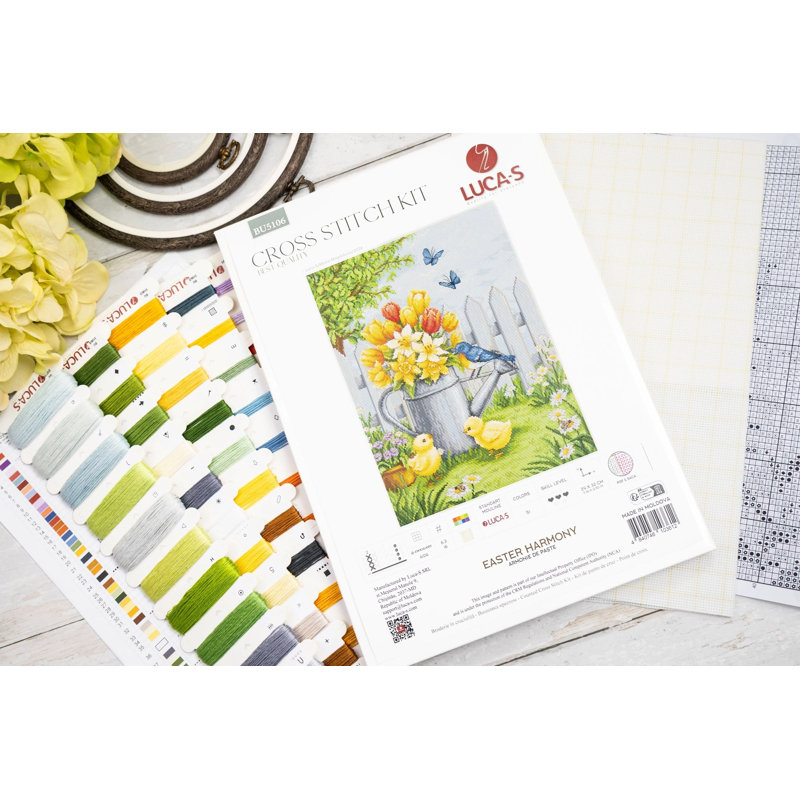 Kit de broderie au point de croix compté « Harmonie de Pâques » Fleurs de printemps et poussins de Luca-S BU5106L