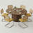Extendable Round Dining Table Set With 6 Cane Back Cantilever Chairs-885951925