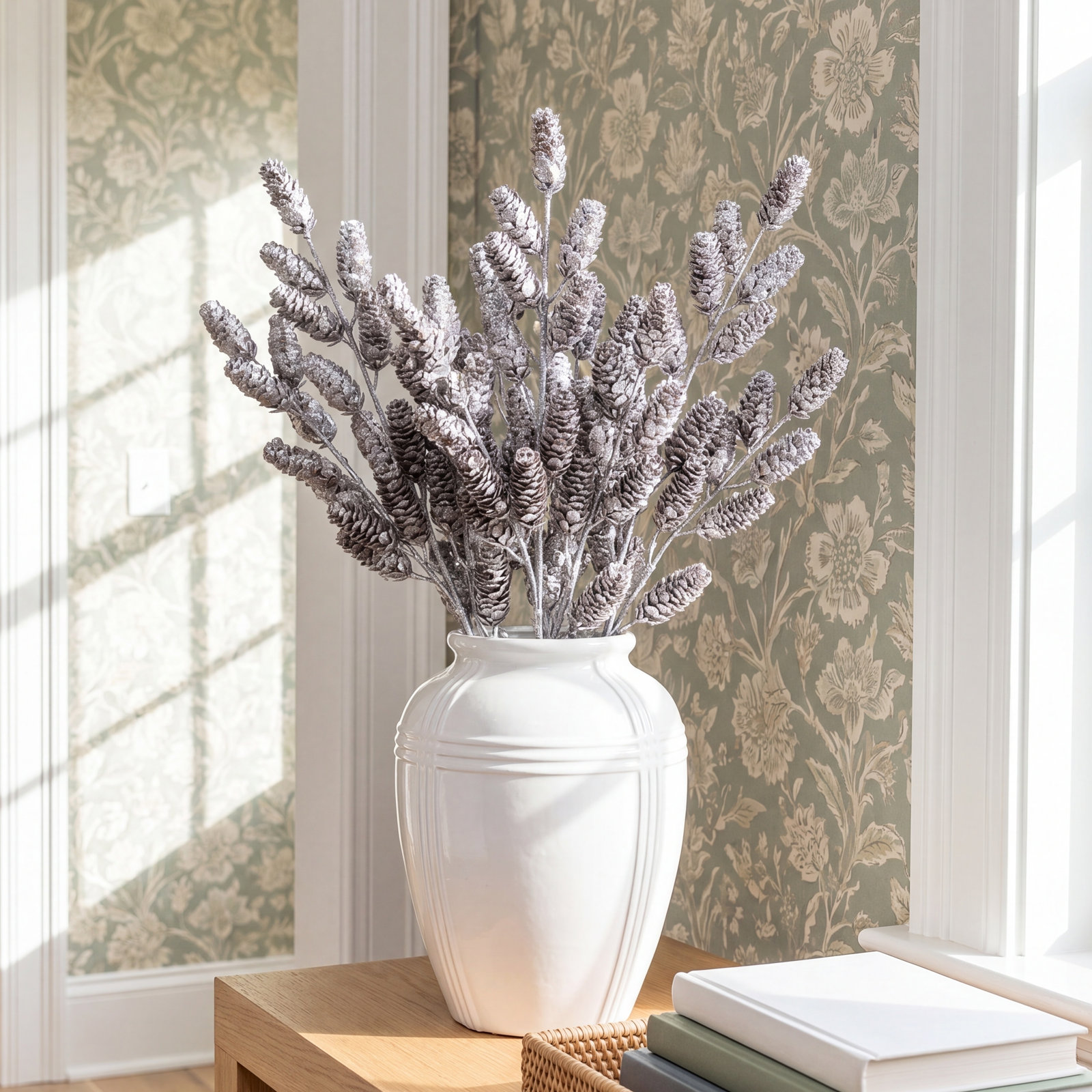 Pinecone Floral Stems, Silver