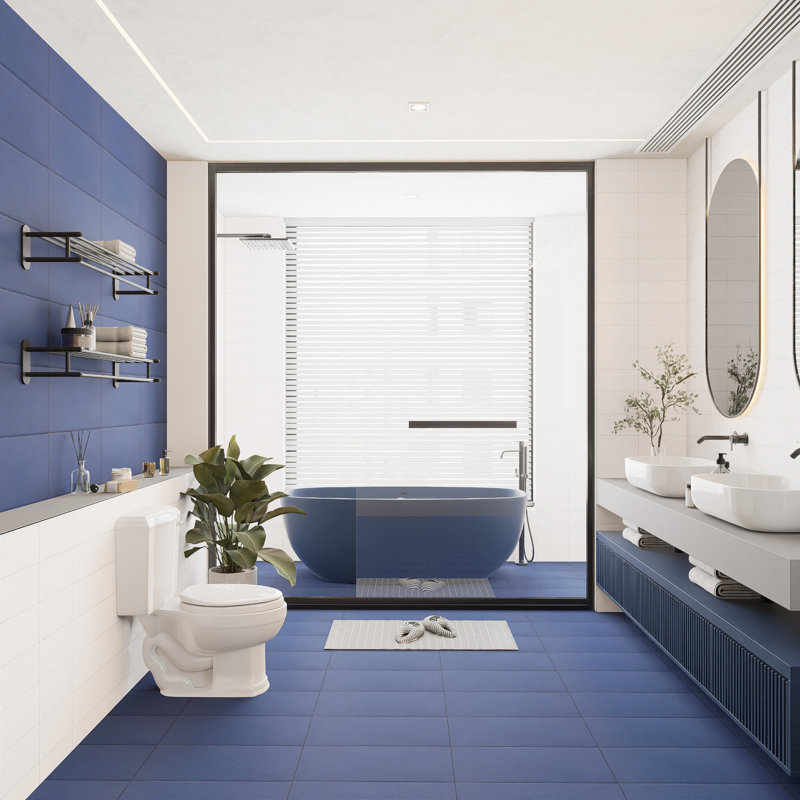Piscina Brick 9-5/8 In. X 19-1/2 In. Porcelain Floor And Wall Tile, Blue