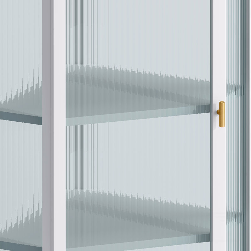 Armoire de coin murale en verre avec rangement à quatre niveaux