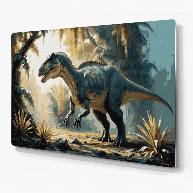 «Dinosaur Ampelosaurus», art mural en métal gris, H 11 po x l 14 po