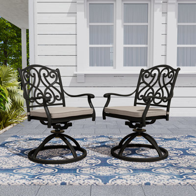 Dorchester Cast Aluminum Outdoor Dining Armchair with Cushion (Set of 2)