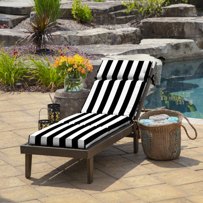 Coussin de chaise d'extérieur ARDEN, 22 x 77, imperméable, résistant à la décoloration et à rayures noires Cabana
