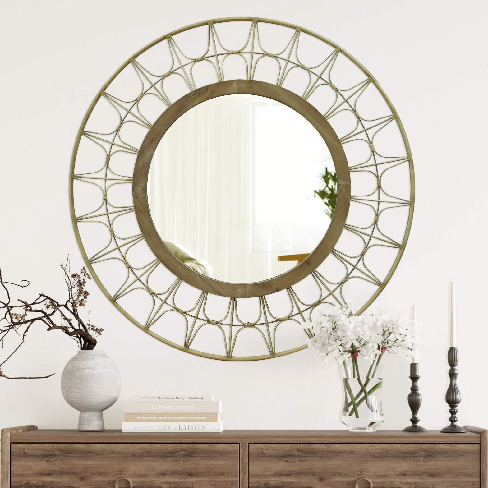 Bay Isle Home Aladino Solid Wood Round Wall Mirror | Wayfair