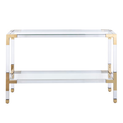 Lucen Glass Console Table With Gold Accents