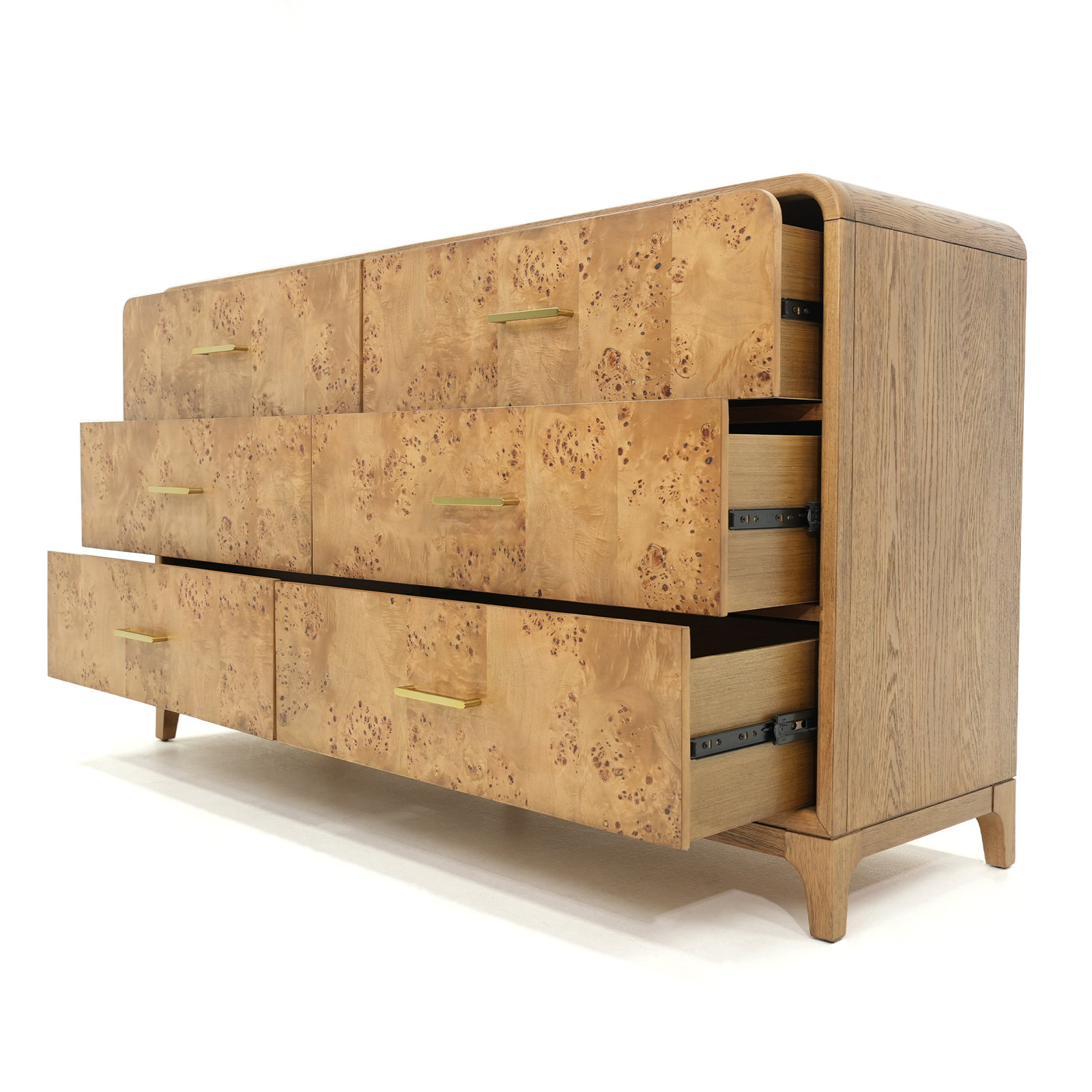 Adden Burl Wood 6-Drawer Dresser