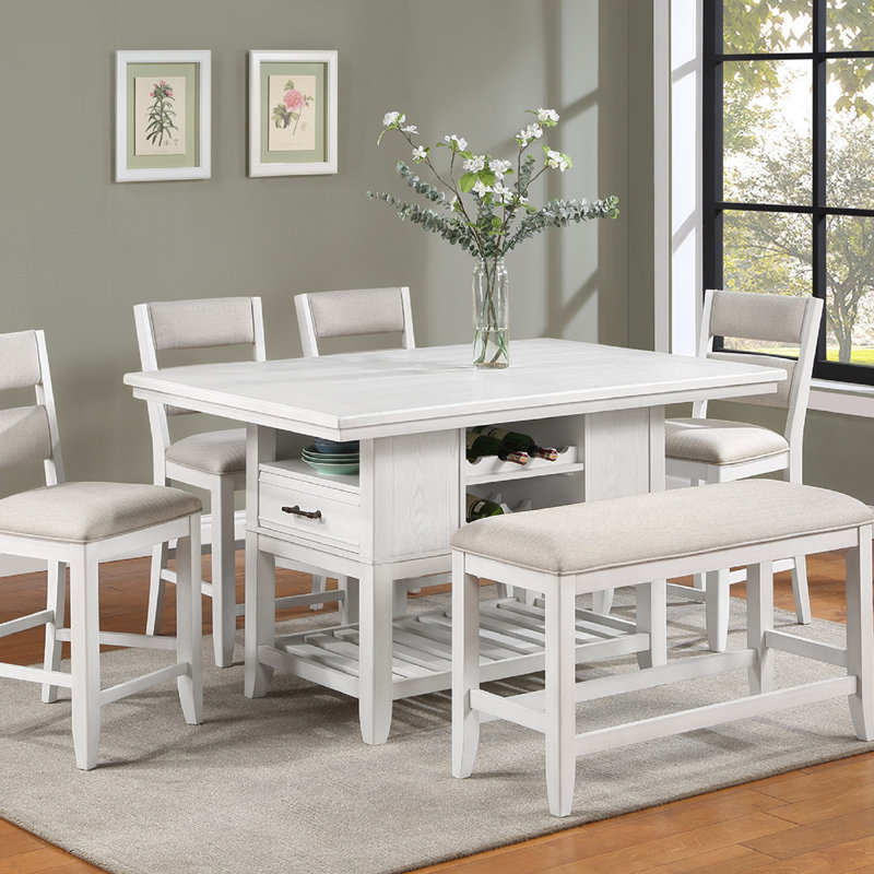 White Rectangular Solid Wood Dining table