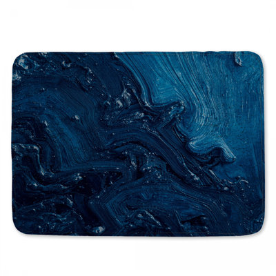 Tapis de bain bleu à tourbillons abstraits