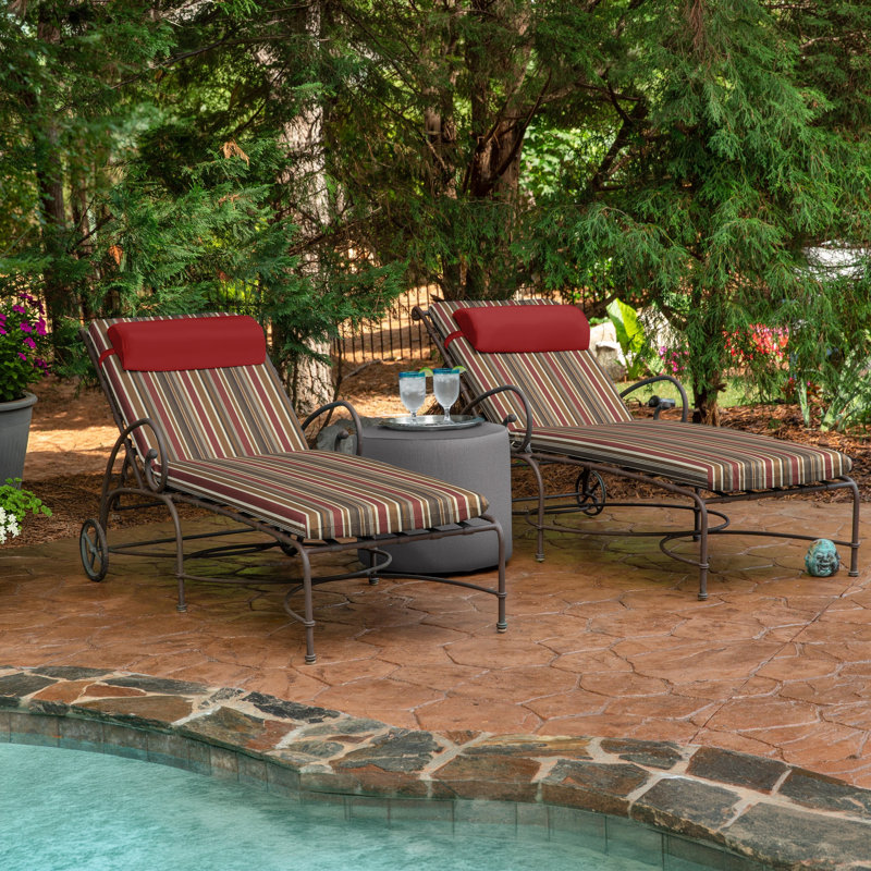 Casual Cushion Outdoor Chaise Headrest Pillow, Sunbrella Fade & Water Resistant for Chaise Loungers & Pool Recliners, 19"W x 8.5"L, 3.25" thick, Removable Cover, Canvas Jockey Red