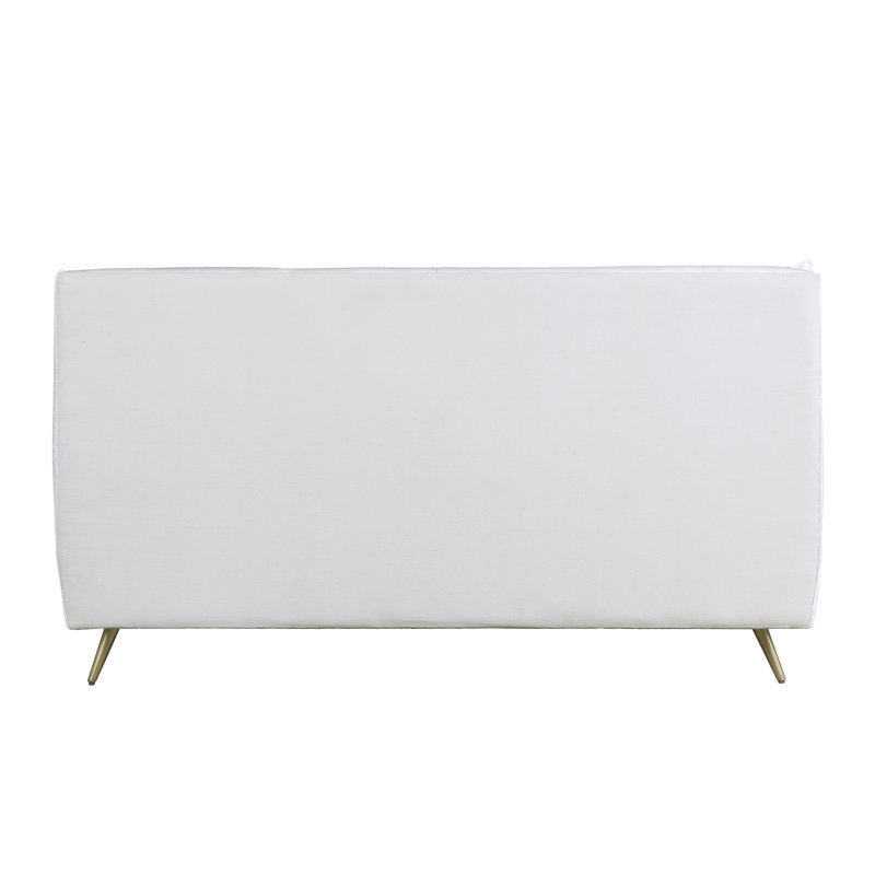 Lit plateforme tapissier capitonné Cunlefe, Grand, Blanc vintage