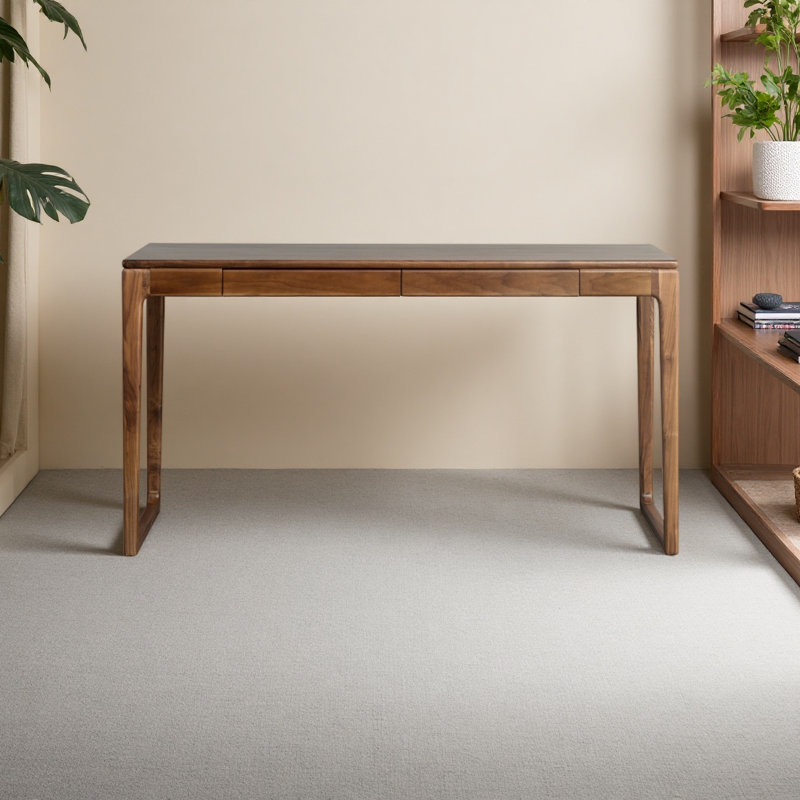 High-quality walnut wood desk, 29.52" H x 55.11" W x 25.59" D