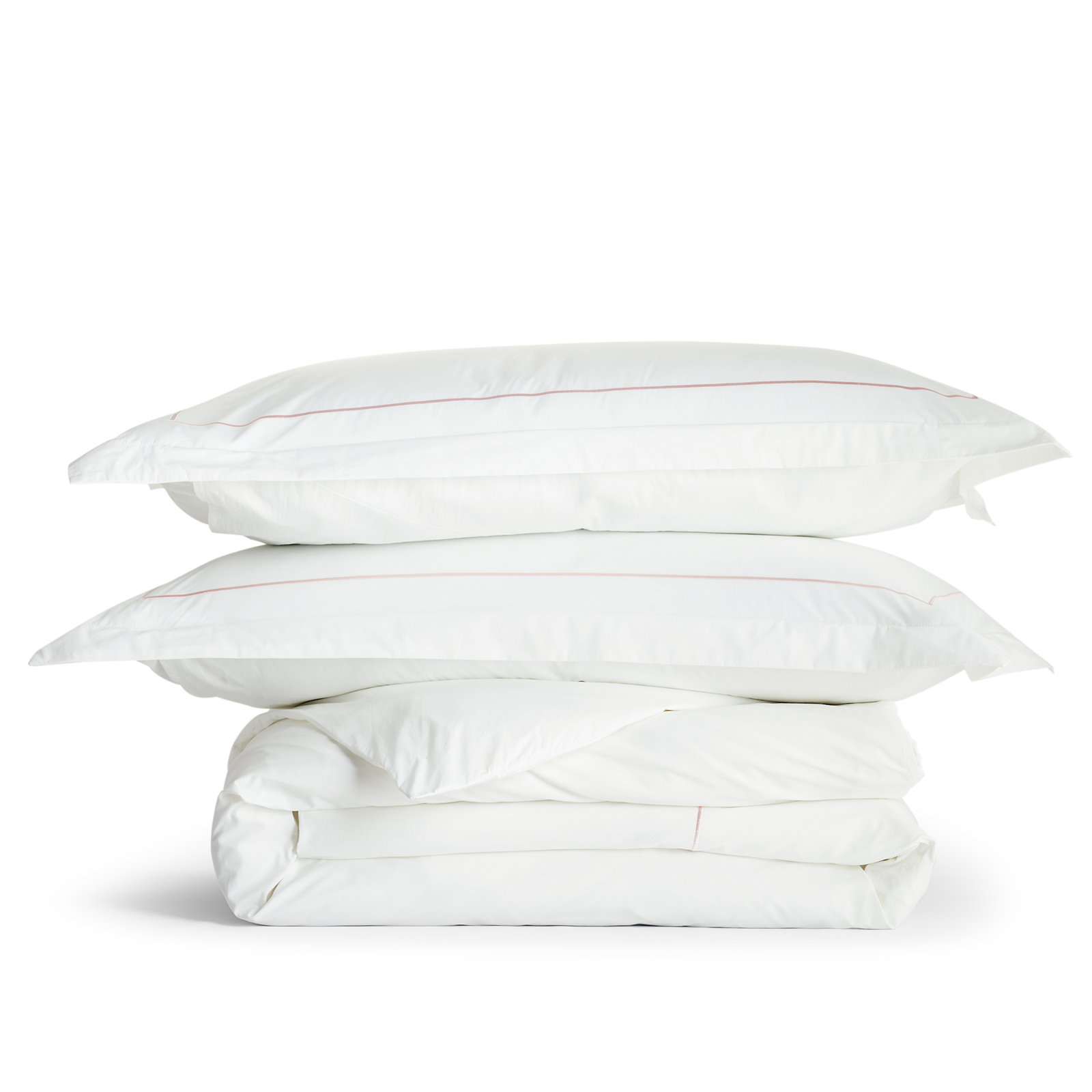 Benin Percale Duvet Cover Set, Rose/White, Full/Queen Duvet Cover + 2 Shams