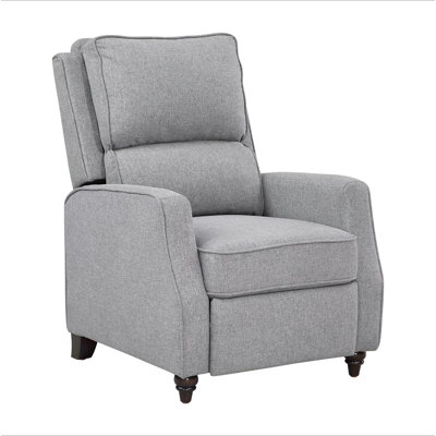 Gray Fabric Upholstered Push Back Reclining Chair Comfort Solid Wood Transitional Style Furniture 1Pc