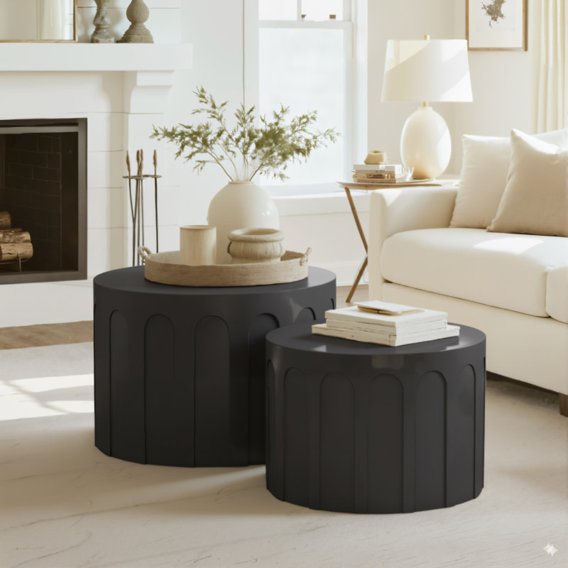 Ensemble de tables basses gigognes 23,6 po, Noir