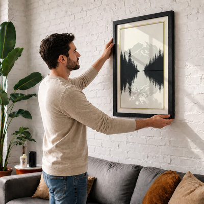 Mountain Reflected Scandinavian - Framed Print