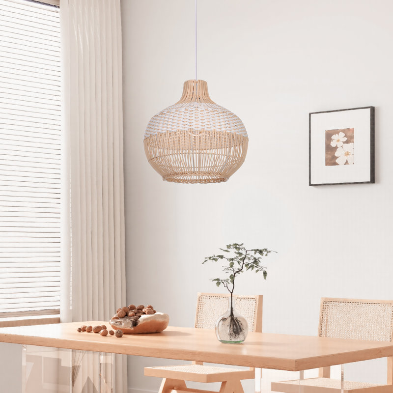 Berklin 1 - Light Natural Dome Pendant, 13.77" H x 11.81" W x 11.81" D