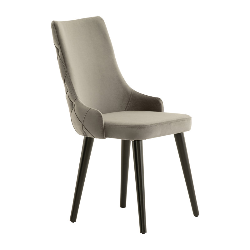 Tufted Velvet Upholstered Side Chair in Beige, Grey