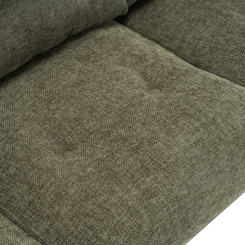 Finchley 78" W Tufted Polyester Square Arm Sofa, Dark Green