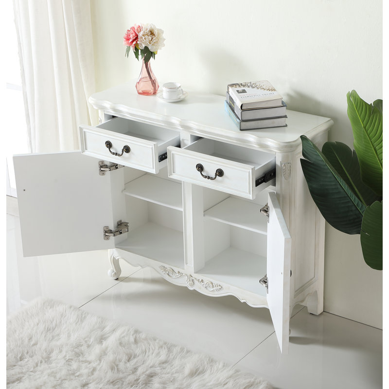Commode décorative 2 tiroirs Cosmo, Blanc antique