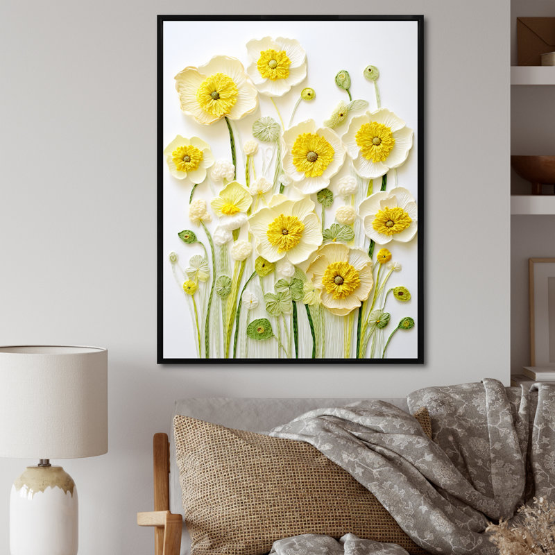 «Buttercups Minimalisme Dream I», H 40 po x l 30 po x P 1,5 po, Cadre flottant noir