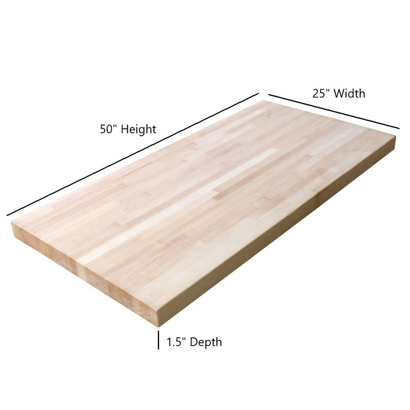 Butcher Block Top Workbench, 50" H x 25" W x 1.5" D