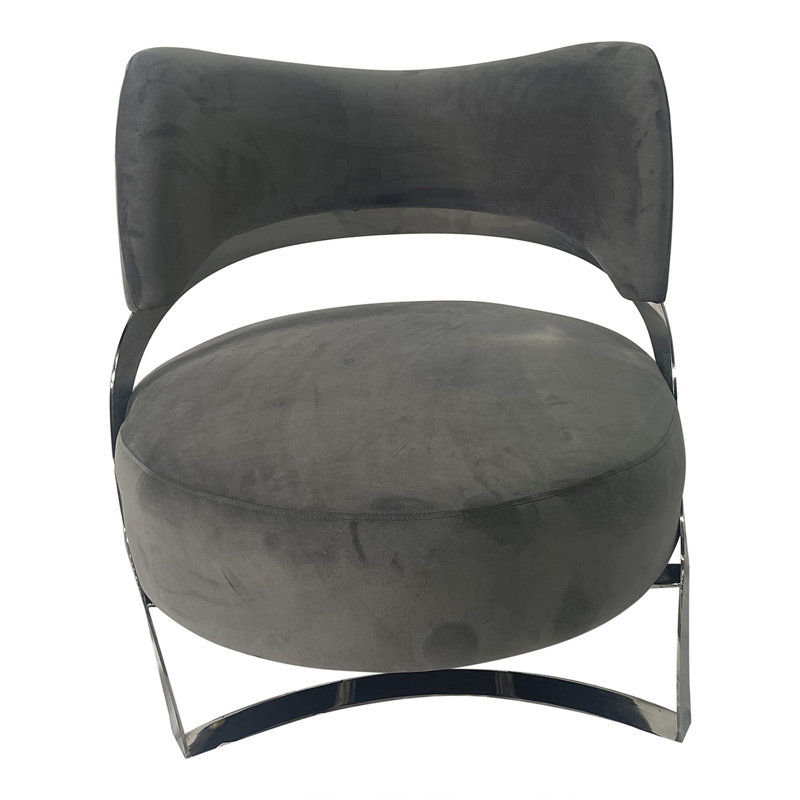 Gray Velvet and Silver Modern Armchair