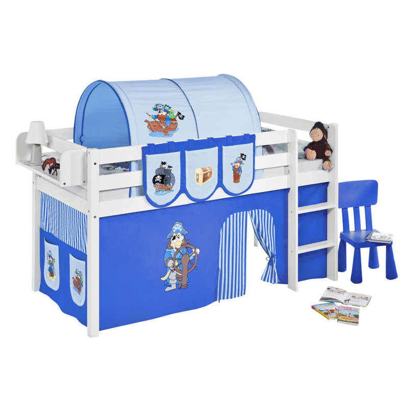 Pirat Mid Sleeper Bed, European Single (90 x 200 cm), Blue