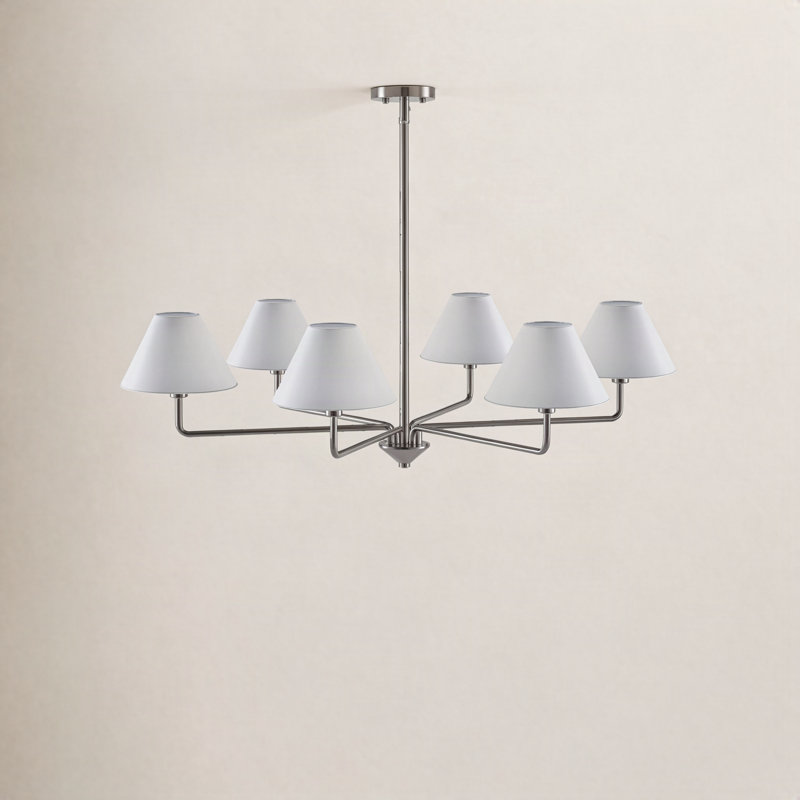 6-Light Chandelier, Nickel brossé