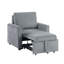 Fauteuil d'appoint Swin avec méridienne coulissante, velours côtelé gris et mousse