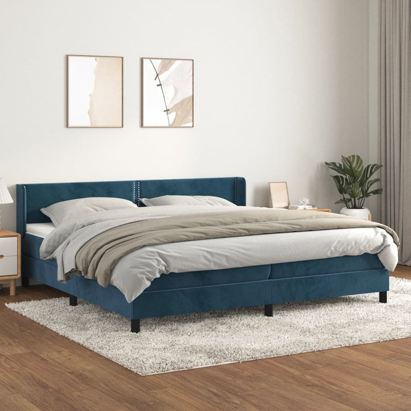 Alekos Single (3') Bed with Mattress, 200 x 200 cm, Plain with Nails, Dark Blue